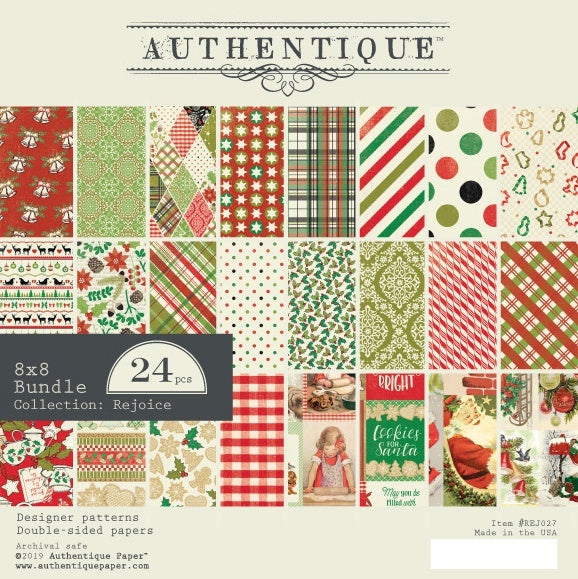 Authentique Paper Authentique Double-Sided Cardstock Pad 8"X8" 24/Pkg - Rejoice, 12 Designs/2 Each