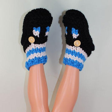 Childrens Super Chunky Stripe Sock T Bar Sandal Slippers