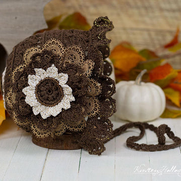 Pumpkin Spice Lace Baby Bonnet