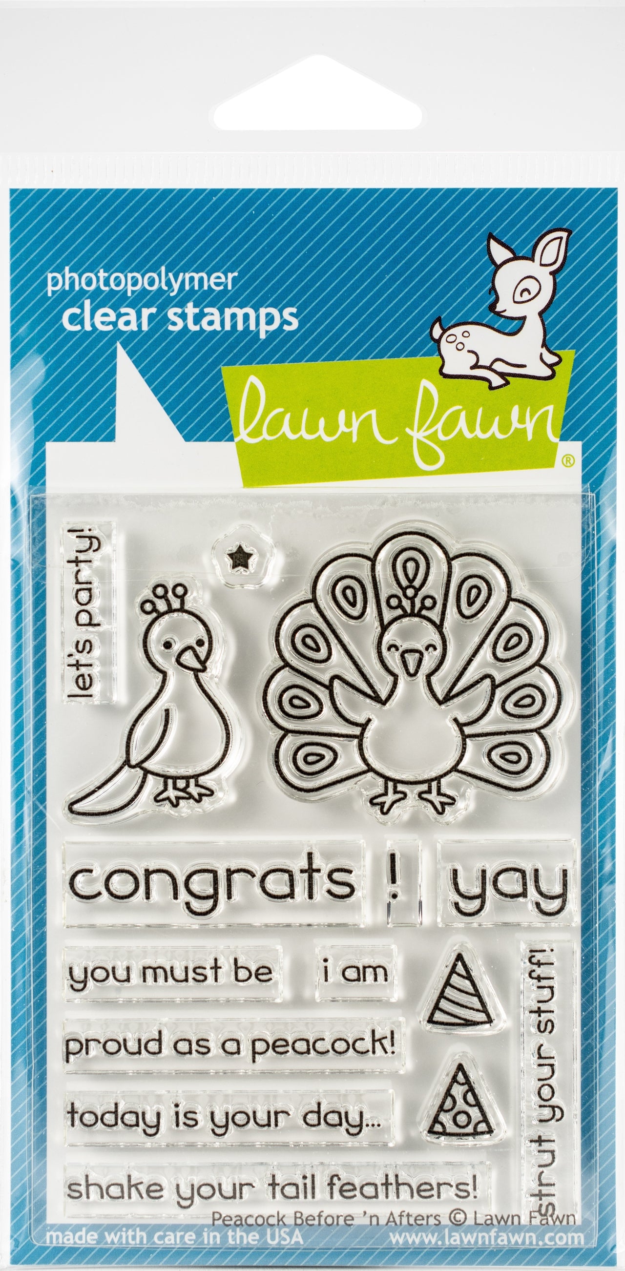 Lawn Fawn Clear Stamps 3"X2" - Peacock Before 'n Afters