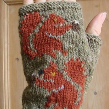 Red Squirrel fingerless mitts