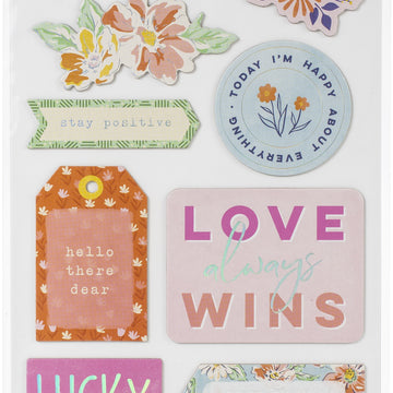 American Crafts Dear Lizzy She's Magic Thickers Stickers 5.5"X11" 44/Pkg - Delightful Phrase & Icons/Chipboard