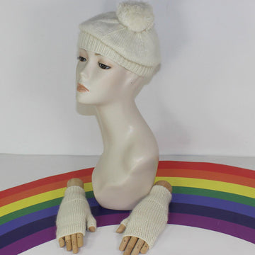 Adult Teen Aran Tam O' Shanter & Gloves