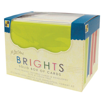 American Crafts DCWV Boxed A2 Cards W/Envelopes (4.375"X5.75") - Bright Solids 40/Pkg