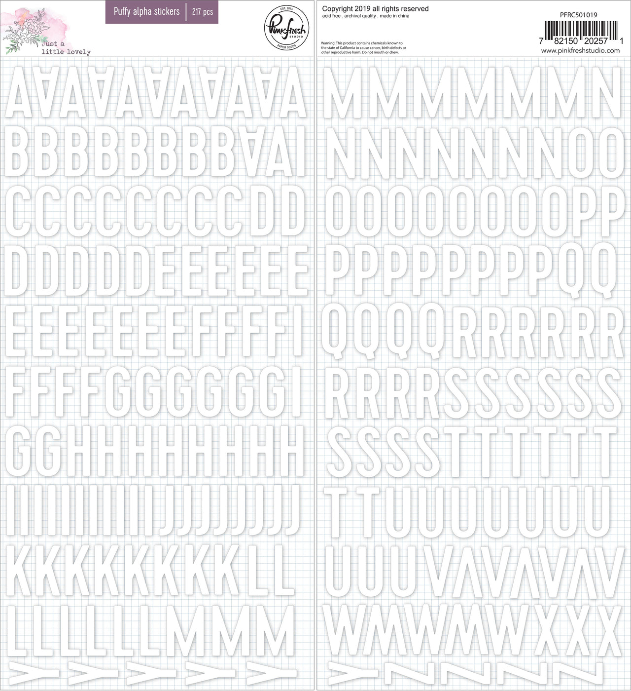 Pinkfresh Studio PinkFresh Puffy Alpha Stickers - Just A Little Lovely, 217/Pkg