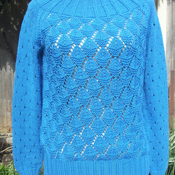 Lacy Sweater with Rib Yoke