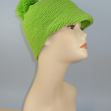 Peak Garter Stitch Bobble Cap