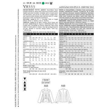 Vogue Misses'/Misses' Petite Jacket V8333 - Sewing Pattern