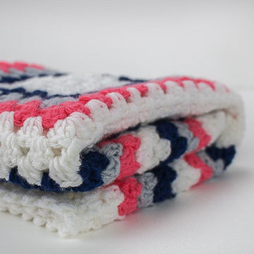 Modern Preppy Infinity Granny Square Crochet Blanket