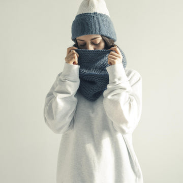 Set: Double Brim beanie and Cowl Scarf + VIDEO
