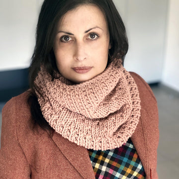 Rosamund polka dot knit cowl