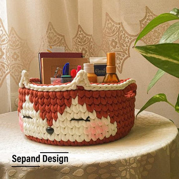 Recycled (t-shirt) yarn basket container-105