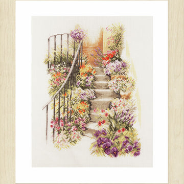Lanarte Flower Stairs Counted Cross Stitch Kit - 27 x 37 cm