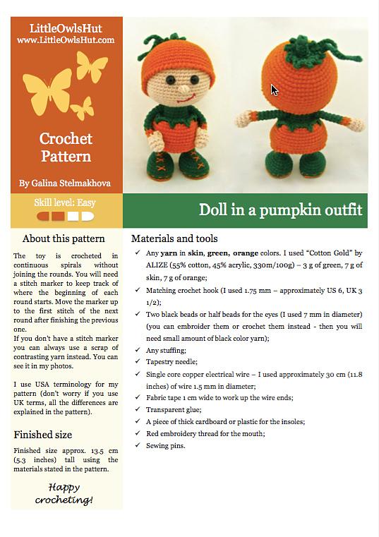 Doll in a Pumpkin outfit