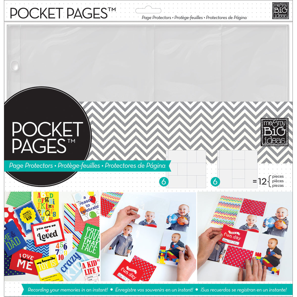 Pocket Pages Protectors 12"X12" 12/Pkg - Assortment #1