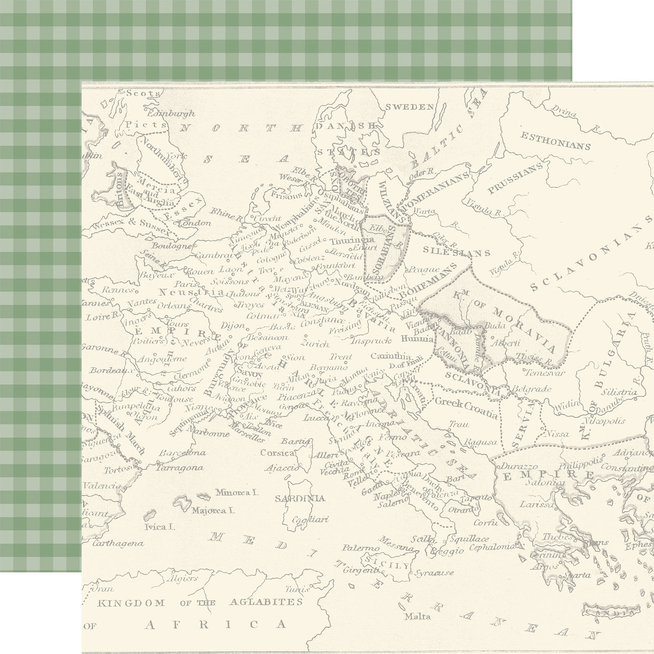 Echo Park Paper Scenic Route Double-Sided Cardstock 12"X12" 25/Pkg - Map Of Europe