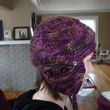 Drop Stitch Hat with Button-On Ear Flaps