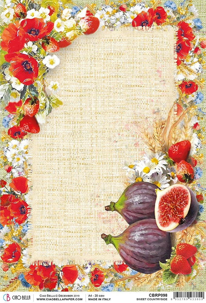 Ciao Bella Rice Paper Sheet A4 5/Pkg - Sweet Countryside, Under The Tuscan Sun