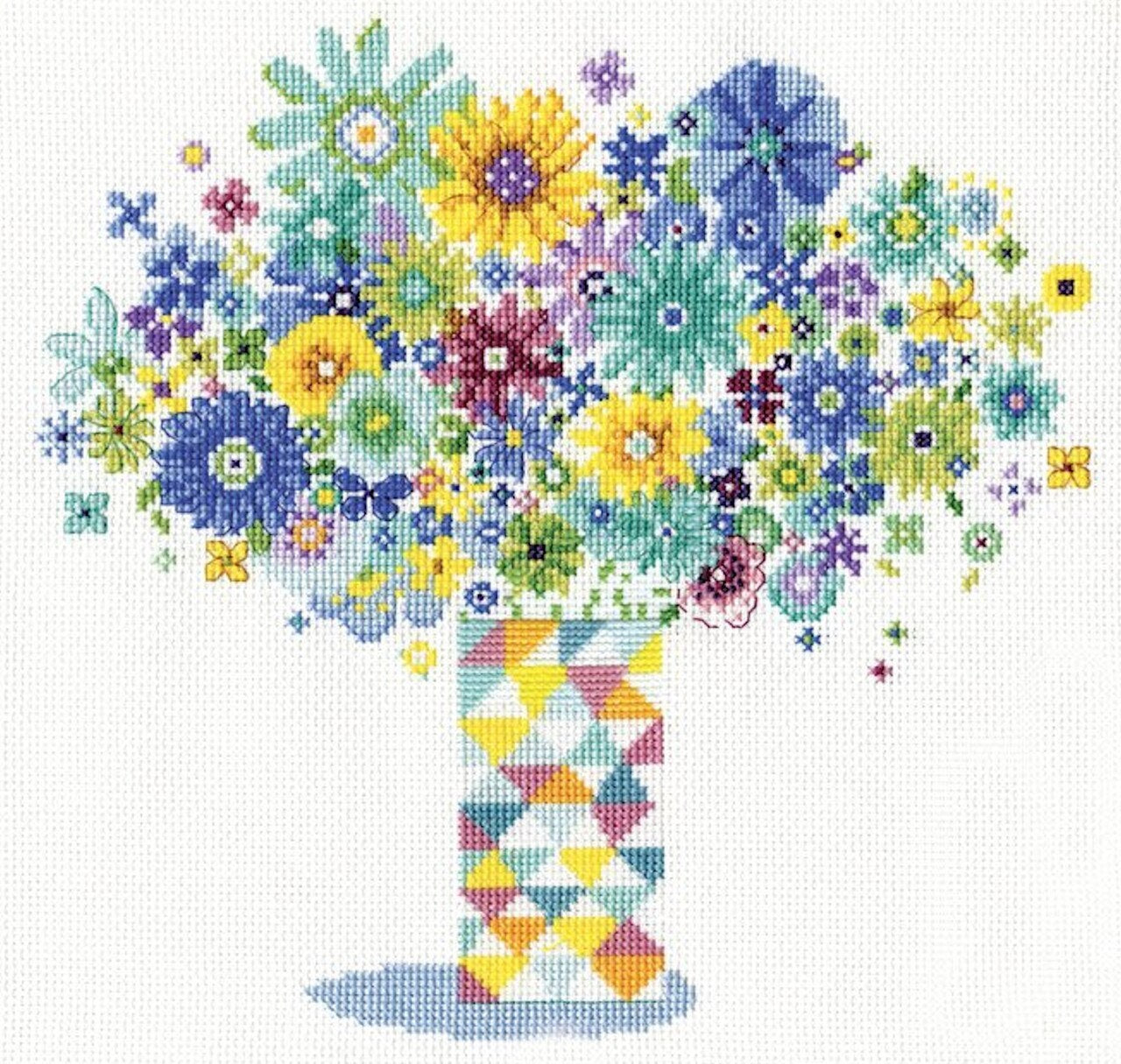 Design Works Quilted Vase Floral Cross Stitch Kit