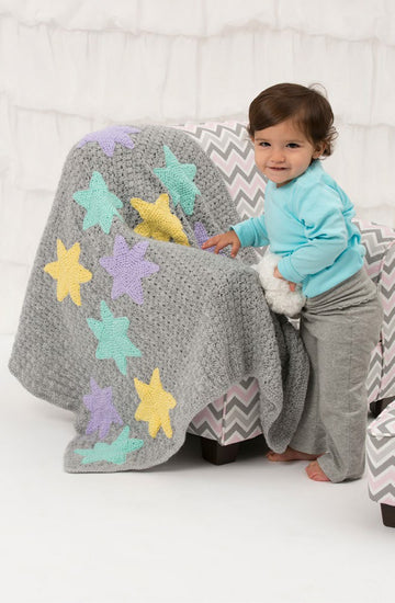 Twinkle Stars Baby Blanket in Red Heart Anne Geddes\nBaby - LW4574 - Downloadable PDF