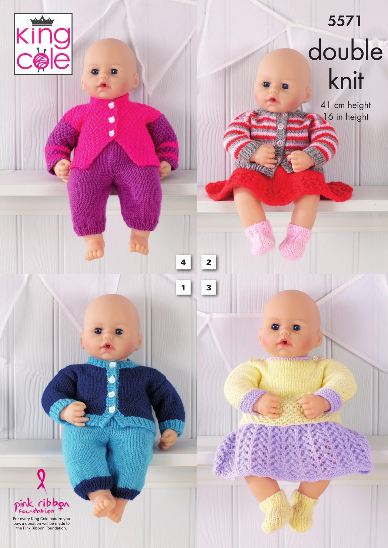 Dolls Clothes in King Cole Dollymix DK - 5571 - Downloadable PDF