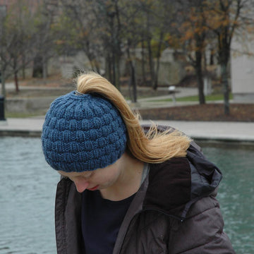 Basketweave Messy Bun Hat
