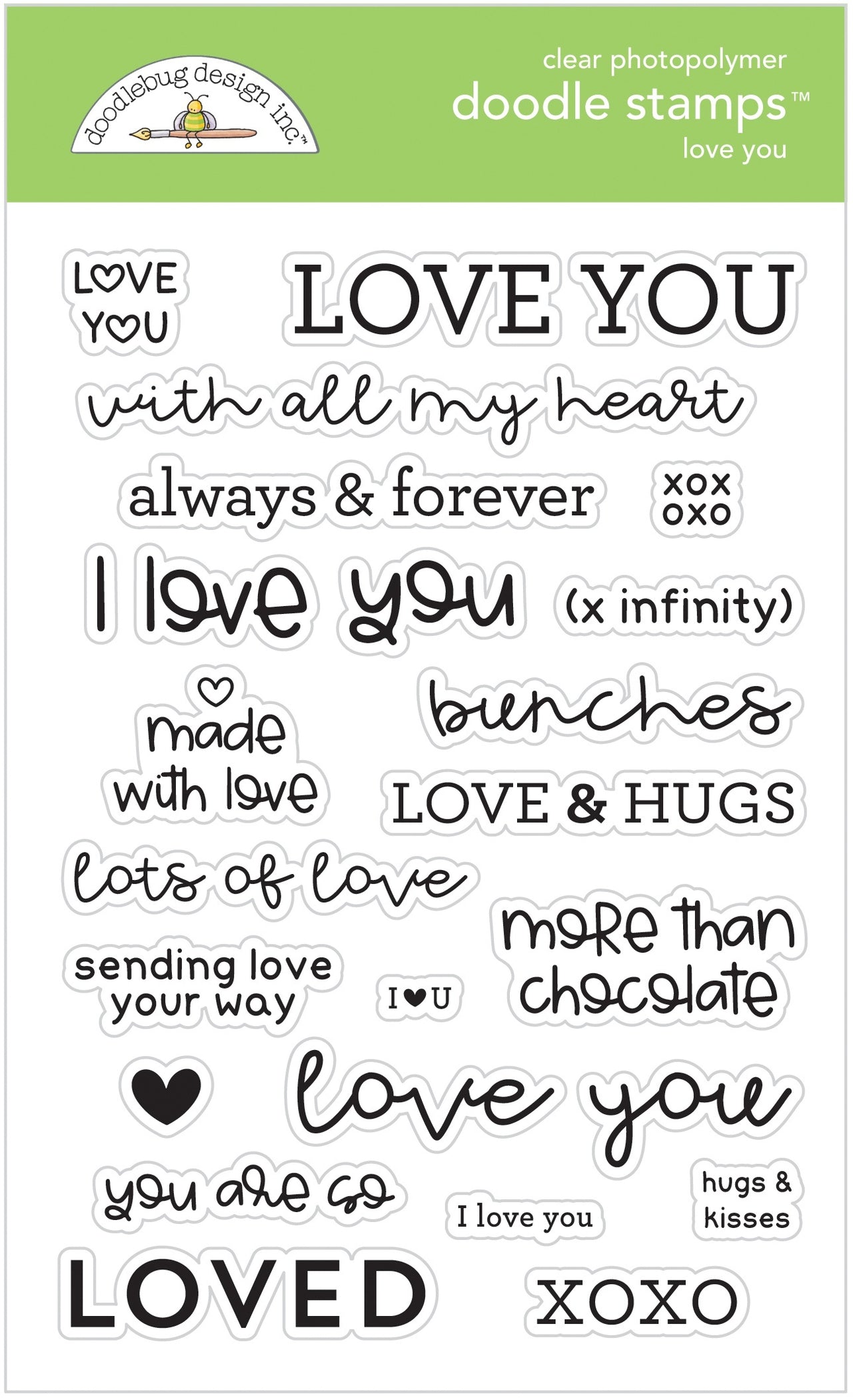 Doodlebug Clear Doodle Stamps - Love You