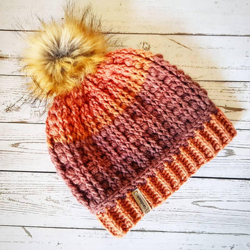 Pinstripe Puff Beanie