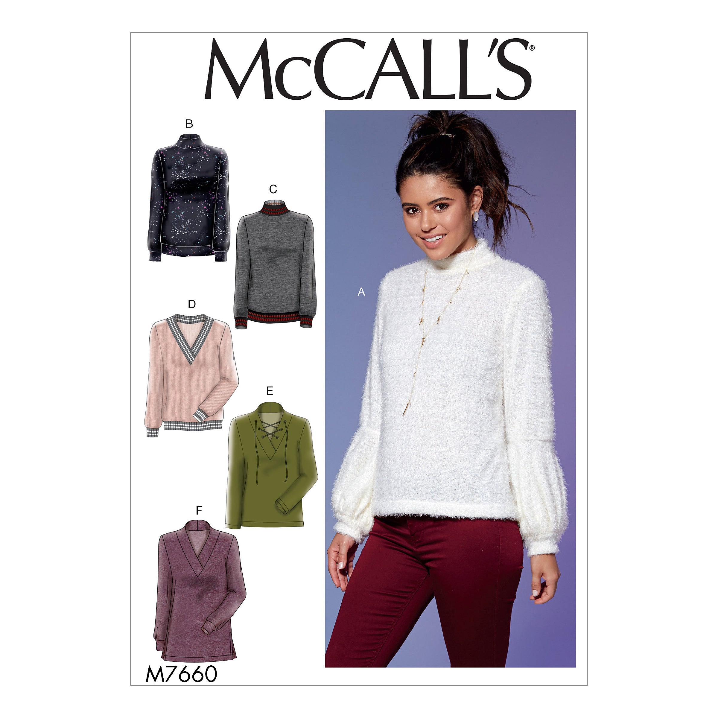 McCall's Misses' Tops with Neck and Sleeve Variations M7660 - Sewing Pattern