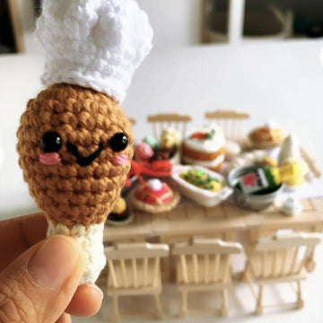 Friendsgiving dinner party crochet food