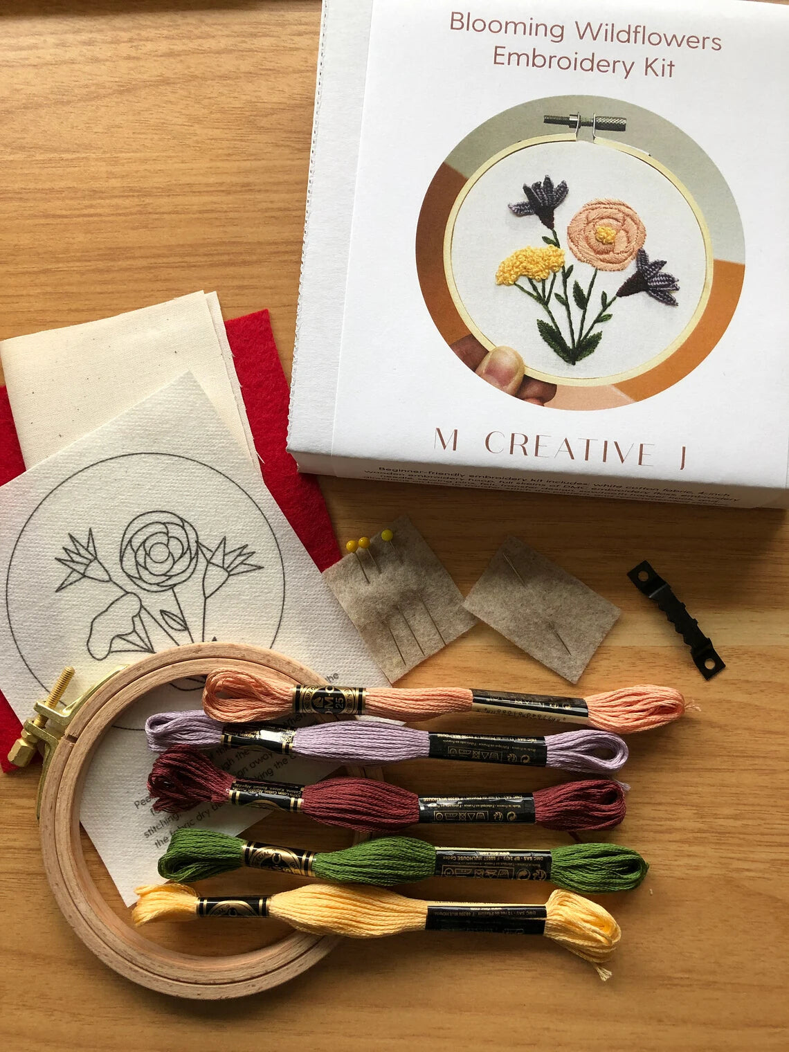 M Creative J Blooming Wildflowers DIY Embroidery Kit