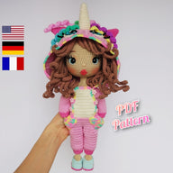 Crochet doll pattern amigurumi, Astrid, Crochet Doll with clothes (Deutsch, English, Français)