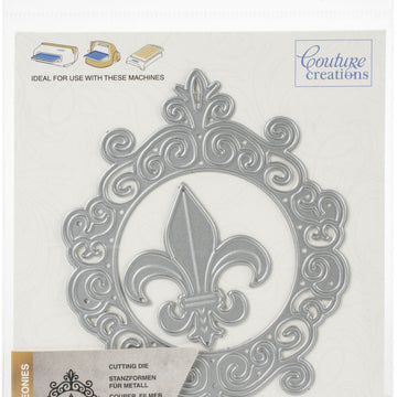Artdeco Creations Couture Creations Peaceful Peonies Dies 2/Pkg - Framed Fleur De Lis 3.1"X4.3"