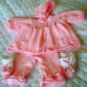 Knitting pattern Baby Reborn Doll, Matinee coat, shorts, Hat and Boots