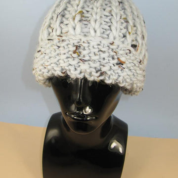 Super Chunky Moss Stitch Cuff Fishermans Rib Beanie Hat