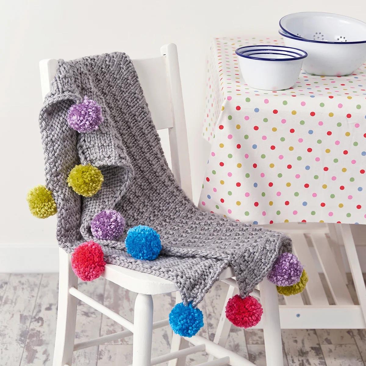 Pom Pom Blanket Knitting Pattern PDF
