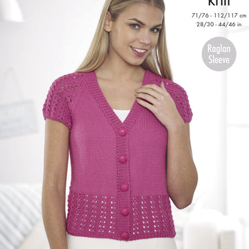 Cardigans With Lower Lace Panel & Lace Sleeves in King Cole Cottonsoft DK - 4517 - Downloadable PDF