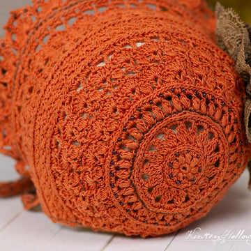 Pumpkin Spice Lace Baby Bonnet