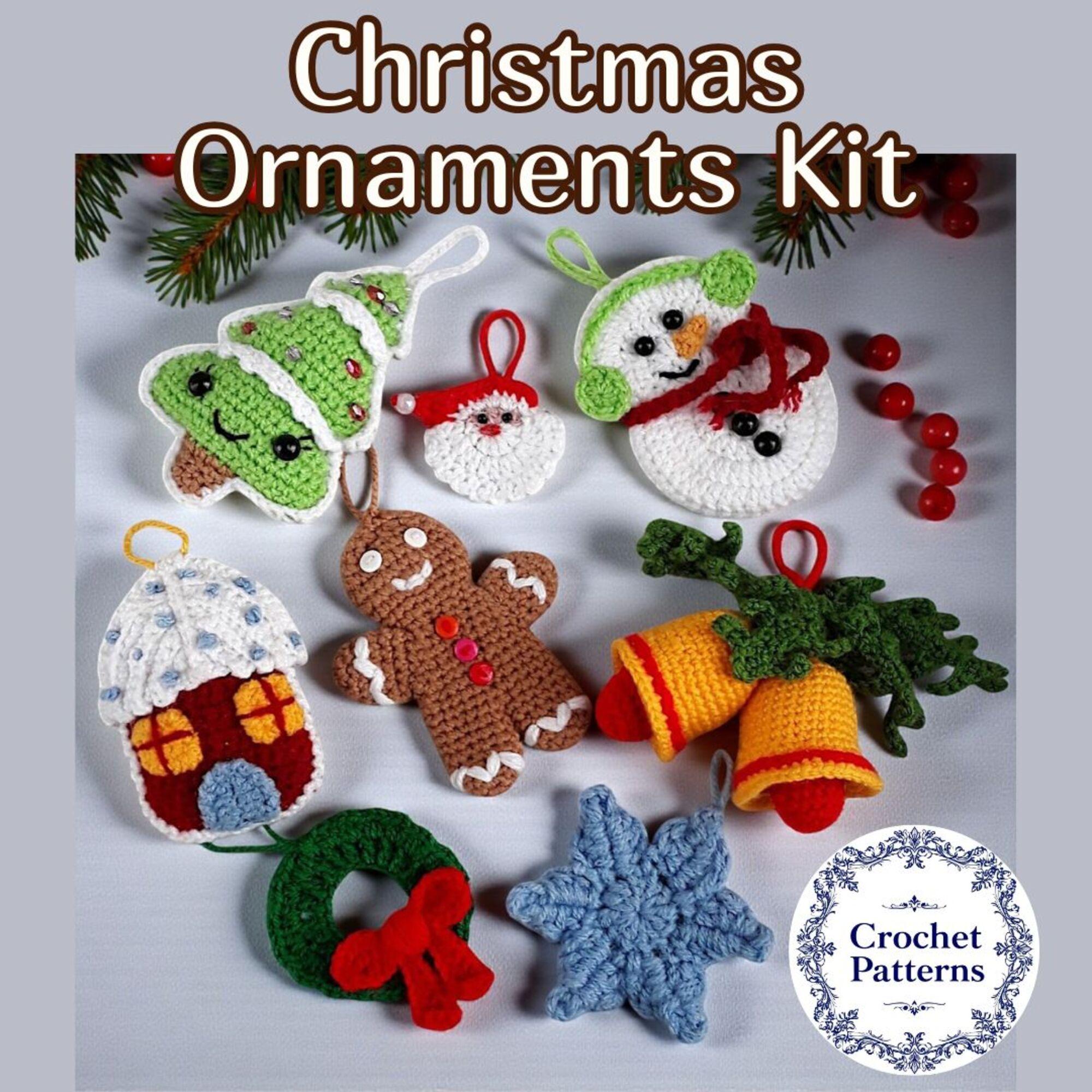 DIY Christmas Ornaments Kit: 8 Crochet Patterns (PDF file)