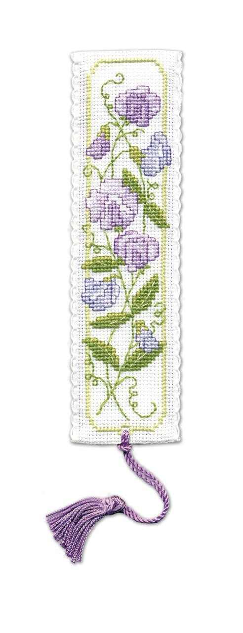 Textile Heritage Sweet Peas Bookmark Cross Stitch Kit - 19cm x 5cm