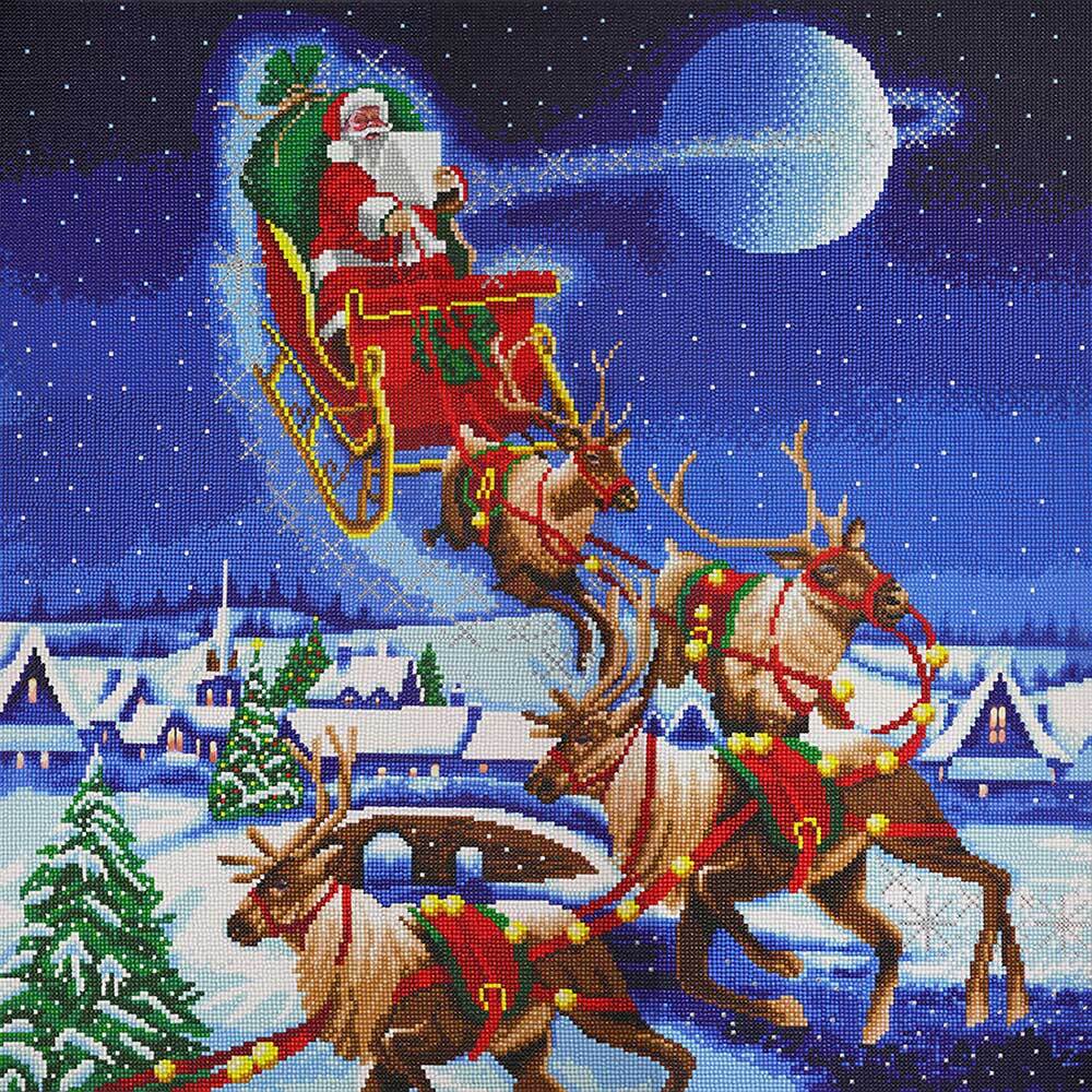 Crystal Art Kit (XL) - Santa's Journey Diamond Painting Kit - 27.5" x 27.5"