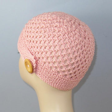 Button Up Lace Beanie Circular knitting pattern