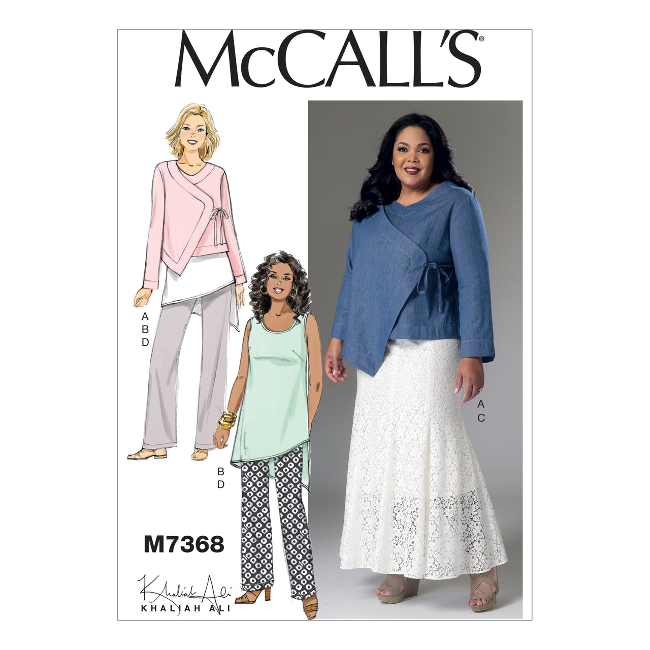 McCall's Misses'/Women's Asymmetrical Jacket, Tunic, Gored Skirt and Pants M7368 - Sewing Pattern