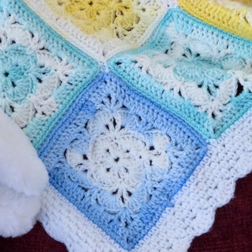 Pastel Shells Granny Square Baby Blanket- Lion Brand Ice Cream DK