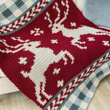 Prancing Deer Crochet Blanket