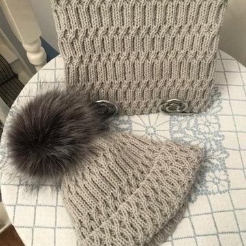 Ladies Mock Cable Hat & Cowl Aran Yarn