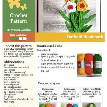 049 Daffodil Bookmark or decor Amigurumi Zabelina
