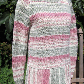 Tunic Style Sweater with Sideways Knitted Ridged Peplum