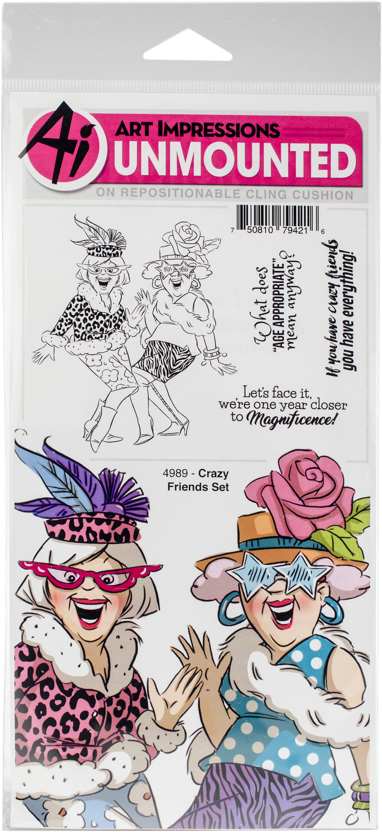 Art Impressions Girlfriends Cling Rubber Stamps - Crazy Friends