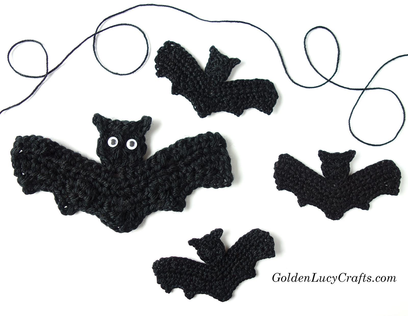Crochet Pattern Bat Applique, Halloween